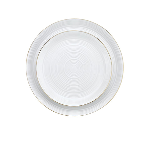 12 Pc Linear Gold Porcelain Dinner Set - Service For Fou