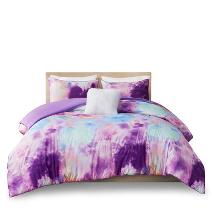 Cassiopeia Watercolor Tie Dye Printed Duvet Cover Set with Throw Pillow