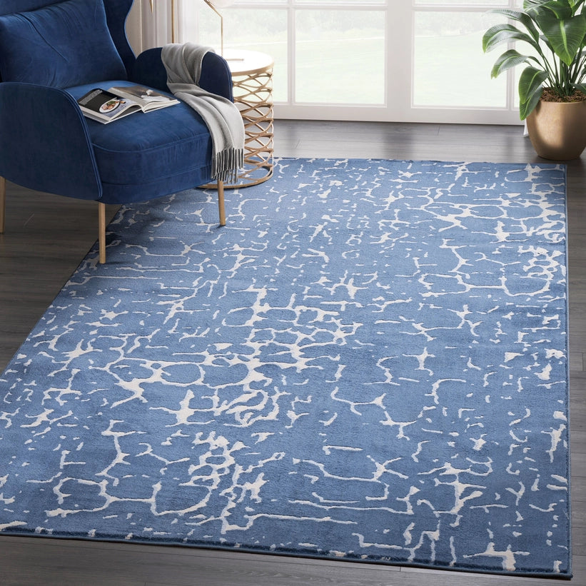 Blue Abstract Pebbles Area Rug