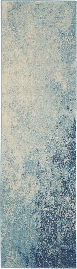 Light Blue and Ivory Abstract Sky Runner Rug