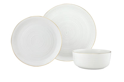 12 Pc Linear Gold Porcelain Dinner Set - Service For Fou