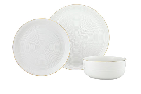 12 Pc Linear Gold Porcelain Dinner Set - Service For Fou
