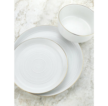 12 Pc Linear Gold Porcelain Dinner Set - Service For Fou