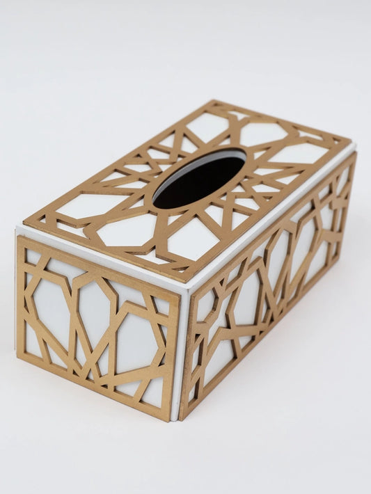 Gold and White Tissue Box Holder