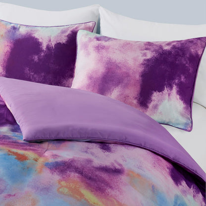 Cassiopeia Watercolor Tie Dye Printed Duvet Cover Set with Throw Pillow