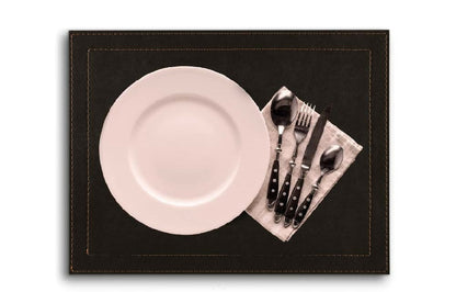 Set of 6 Placemats Classic Luxe Faux Leather & Copper