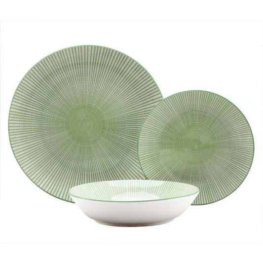 Laura Green Porcelain 12 Piece Dinnerware Set, Services Four