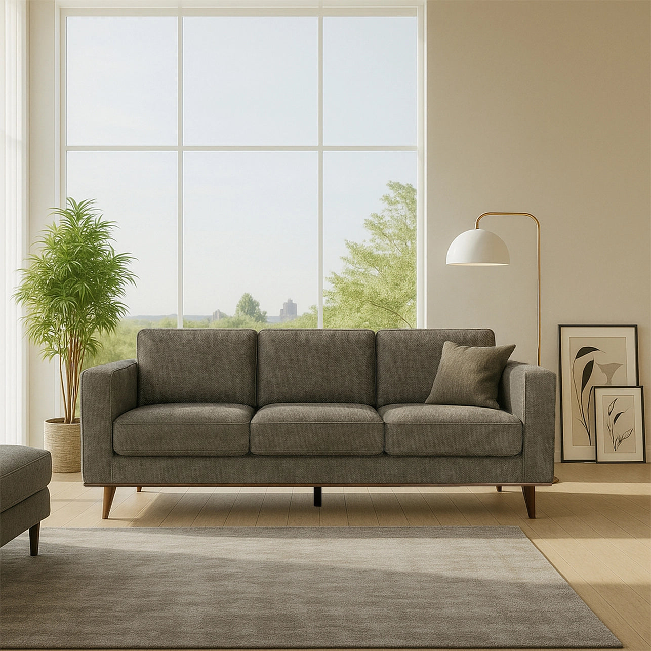 Bishop Brown Twill Fabric Sofa