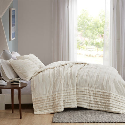 Mercer 3 Piece Cotton Quilt Set with Chenille Trims