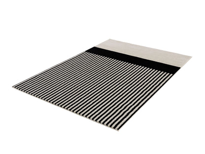 Cream Black Lines Color Block Rug