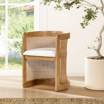Lilith 20.5" Curved Rattan Upholstered Dining Chair