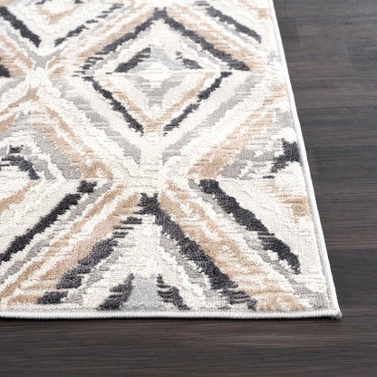 Contemporary Geometric Grey Diamond Rug