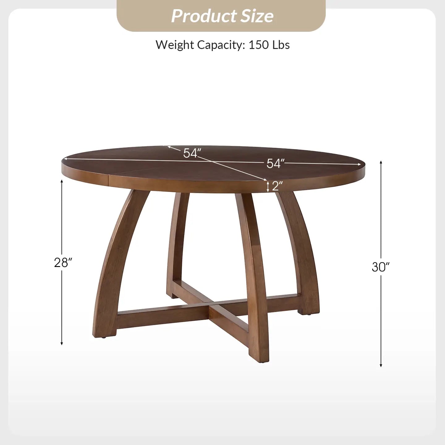 Miranda Solid Wood Round Dining Table