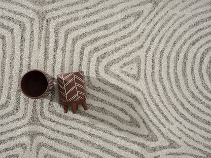 Farmhouse Beige and Brown Geometric Rug