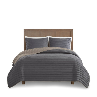 Franklin 3 Piece Crinkled Microfiber Quilt Set