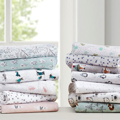 Pink Llamas Cozy Soft Cotton Flannel Printed Sheet Set
