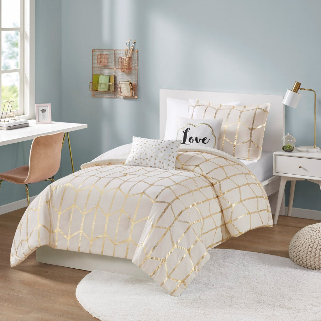 Raina Metallic Printed Comforter Set