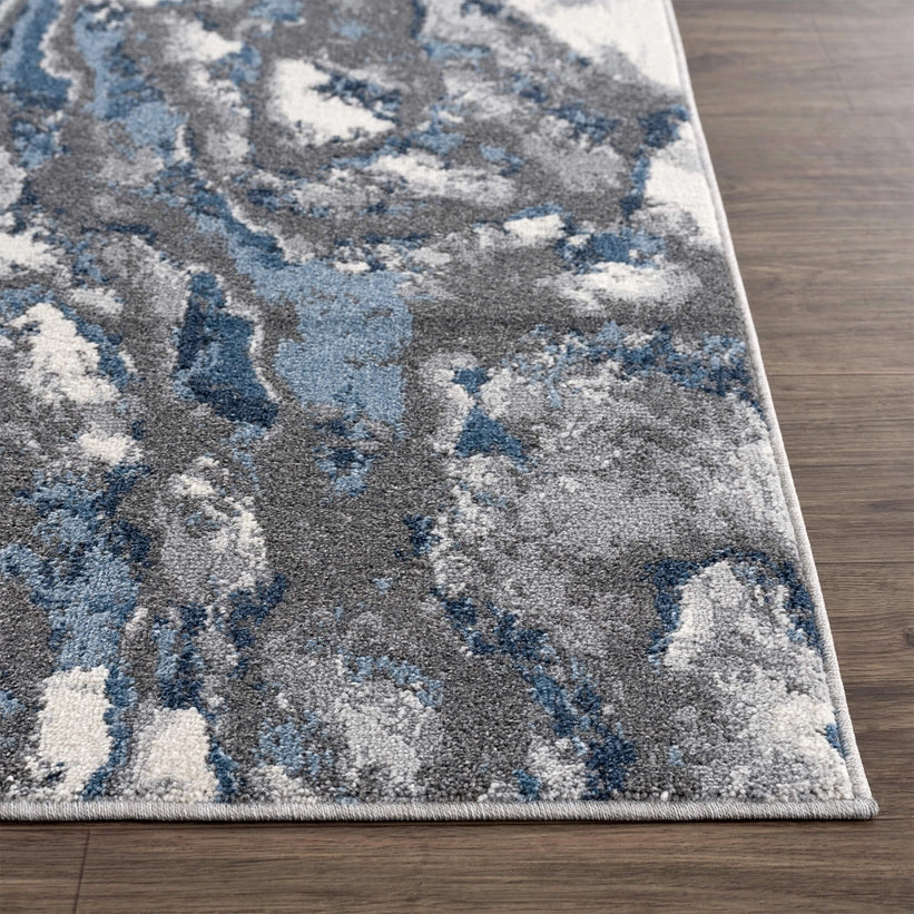 Mist Abstract Blue Grey Area Rug
