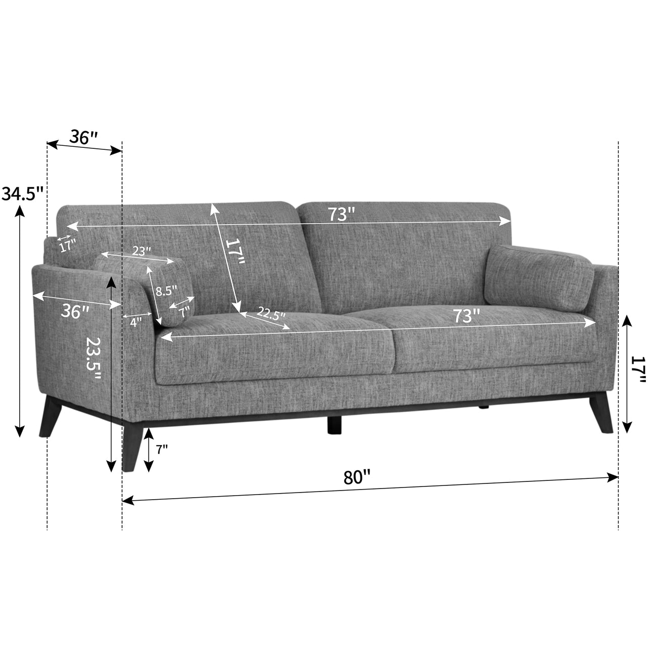 Black & Ivory Chenille Tweed Sofa