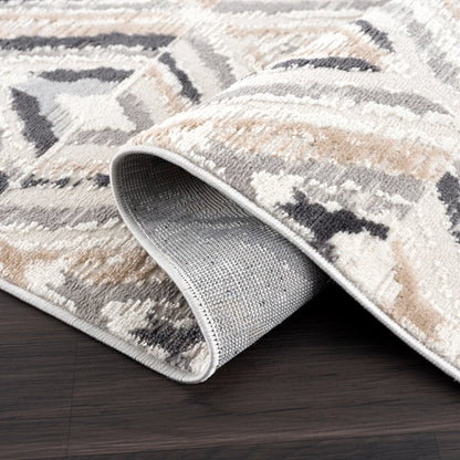 Contemporary Geometric Grey Diamond Rug