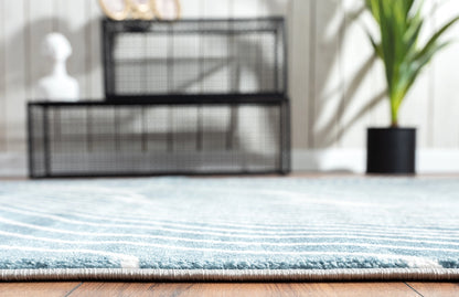 Contemporary Blue Cream Swirl Rug