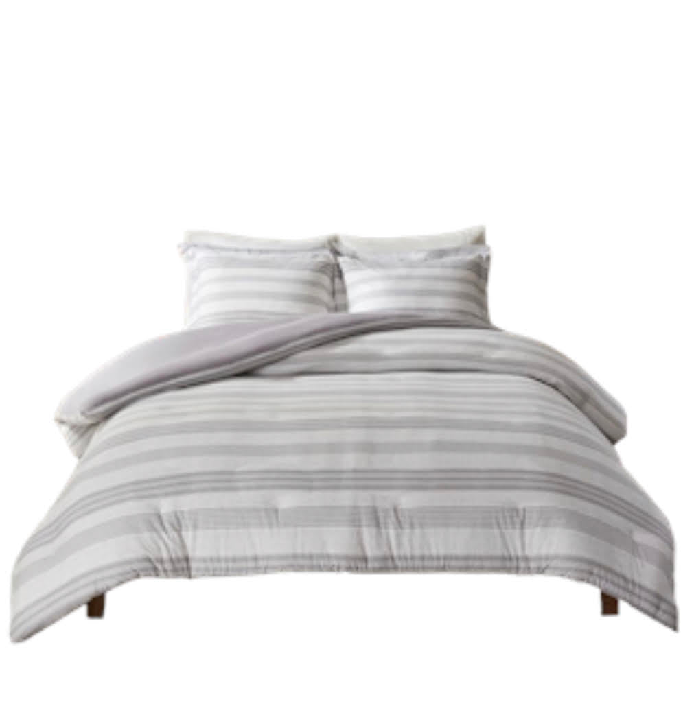 Cole Stripe Print Ultra Soft Cotton Blend Jersey Knit Duvet Cover Set