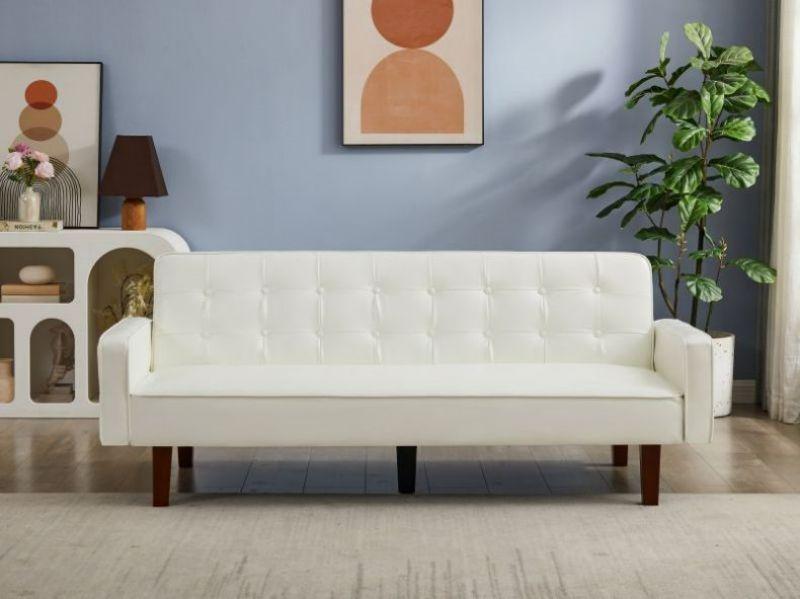 PU Leather Sleeper Sofa - White