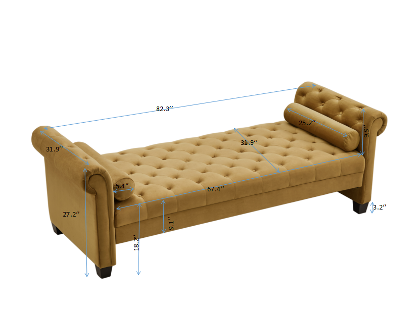 The Mozelle 82.3" Rectangular Large Chaise Lounge Brown