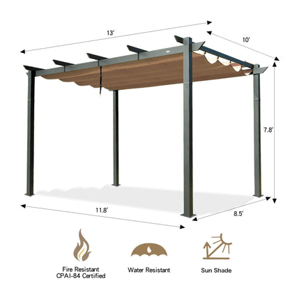 Domi Outdoor Living Outdoor Retractable Pergola with Weather-Resistant Canopy Aluminum