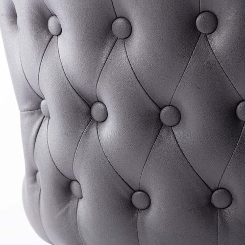 Set of 2 29" Modern Leather Tufted Swivel Bar Stools