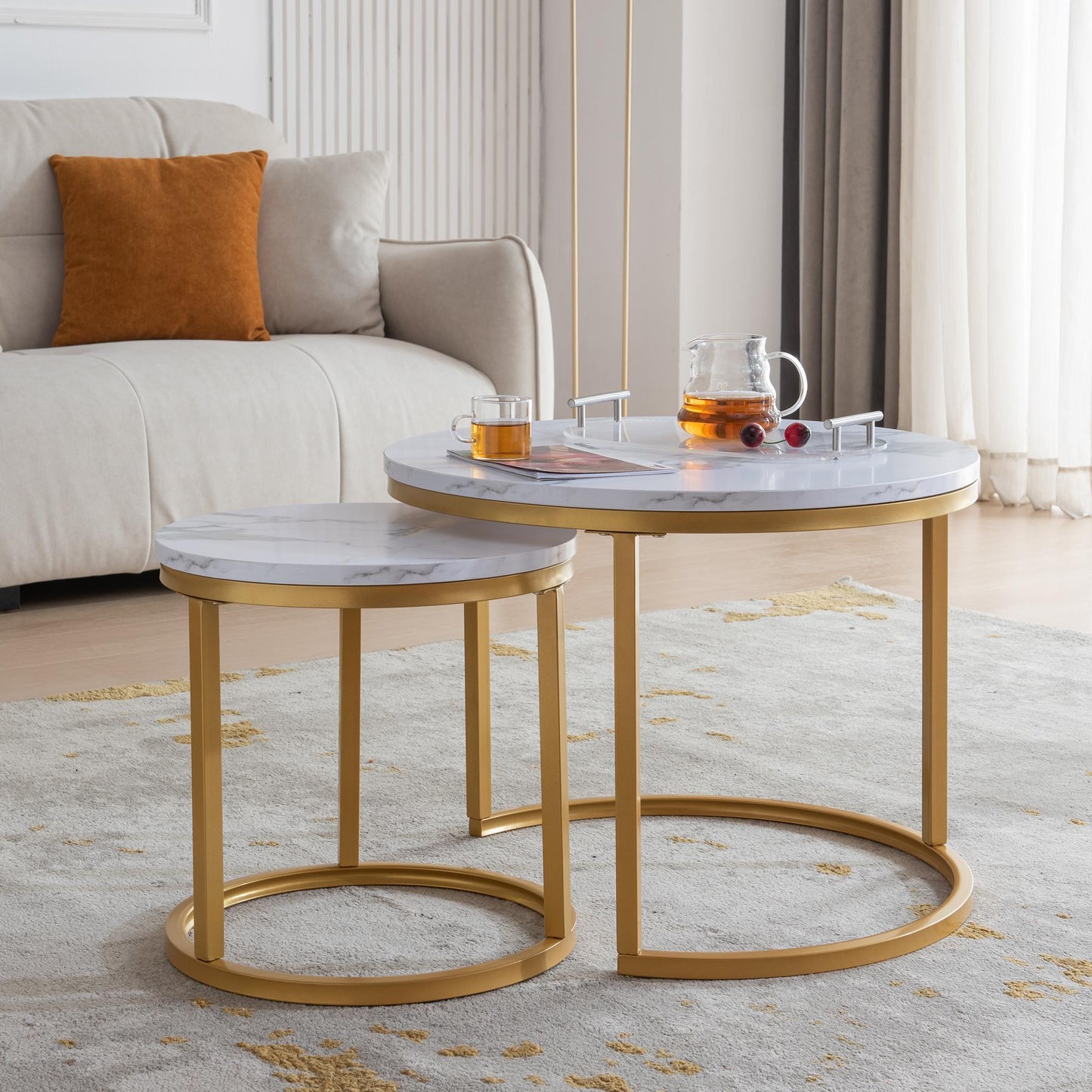 Modern Nesting coffee tables - Golden Frames