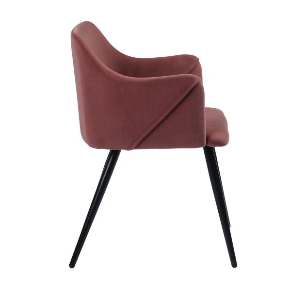 Velvet  Cover Dining Chair with Black Metal Legs