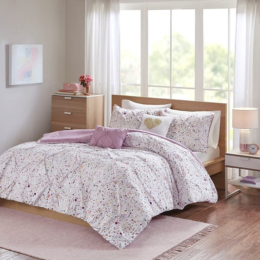 Abby Metallic Printed and Pintucked Comforter