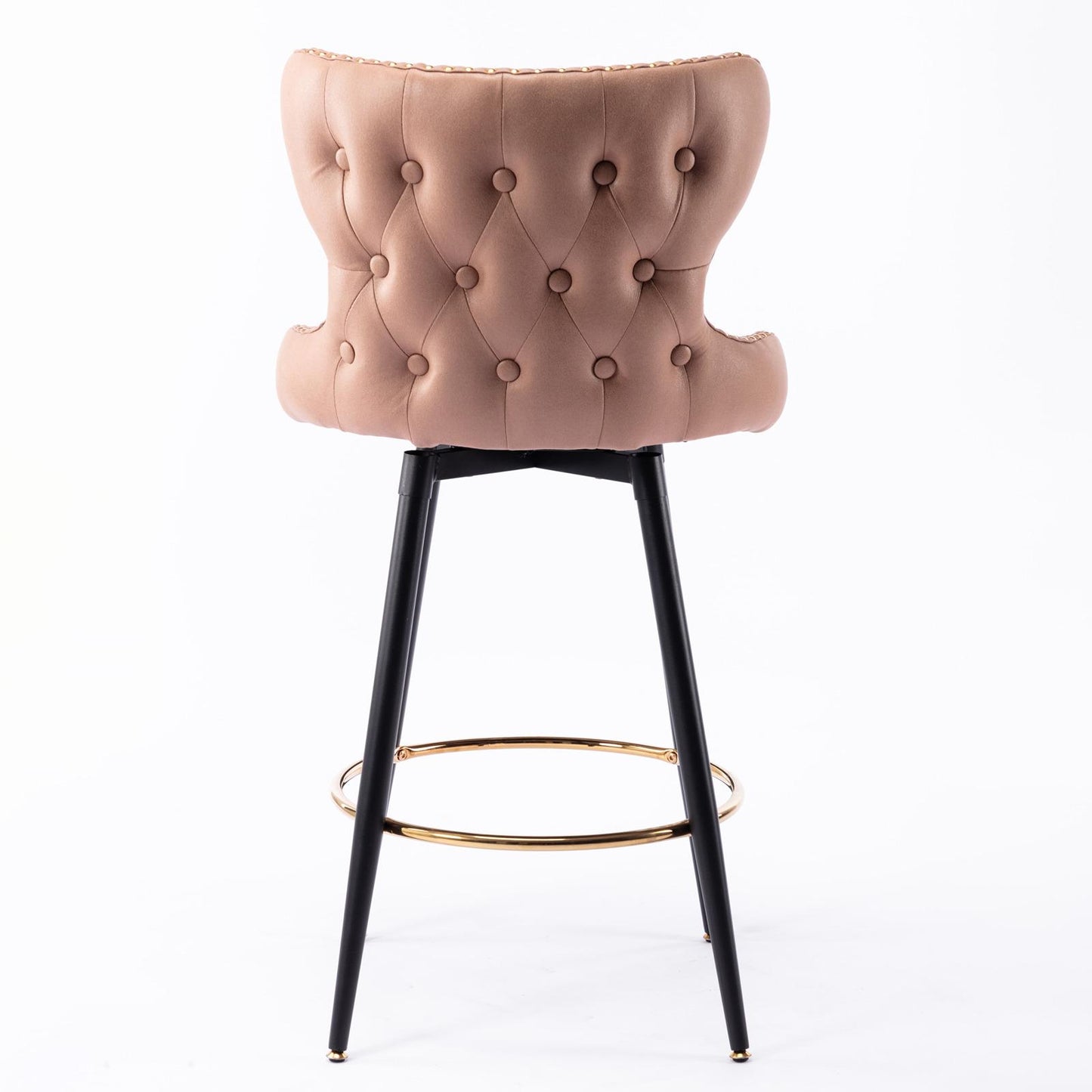 Set of 2 29" Modern Leather Tufted Swivel Bar Stools