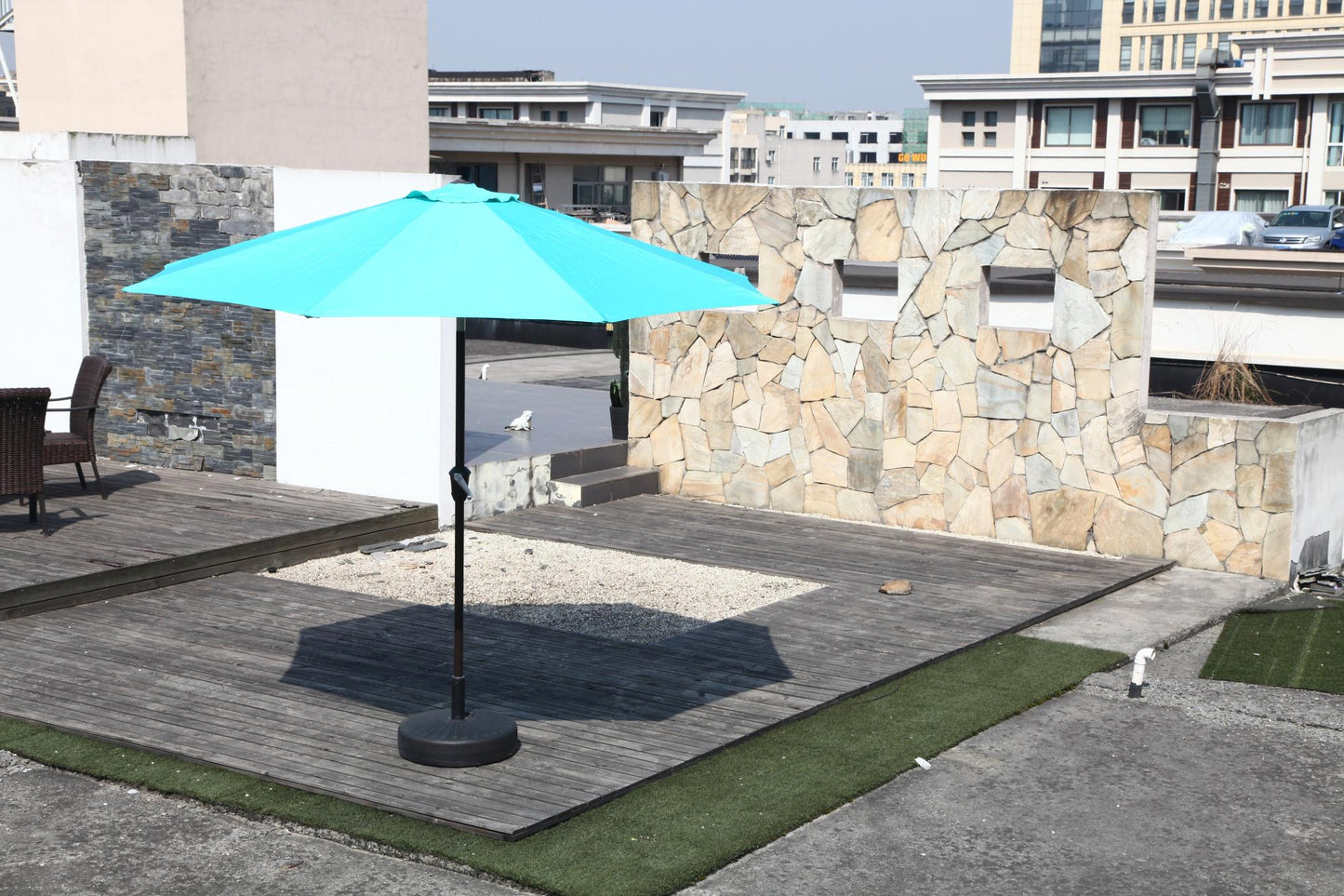 Patio Outdoor Market Umbrella with Aluminum Auto Tilt and Crank Without Base