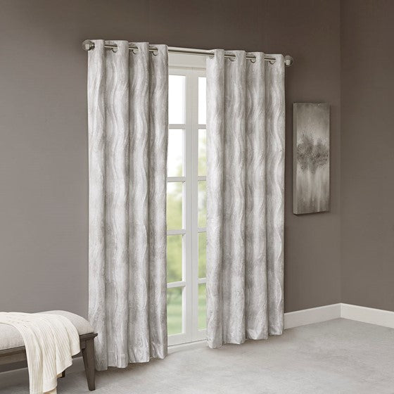 Victorio Printed Jacquard Grommet Top Total Blackout Curtain