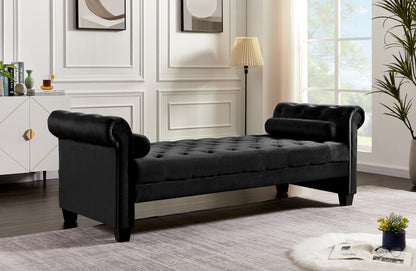 The Mozelle 82.3" Rectangular Large Chaise Lounge Black