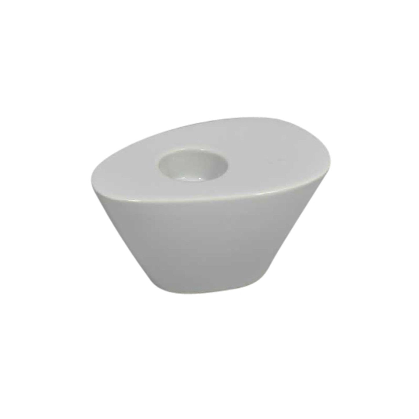 WHITE WEDGE CANDLE HOLDER 6.25"