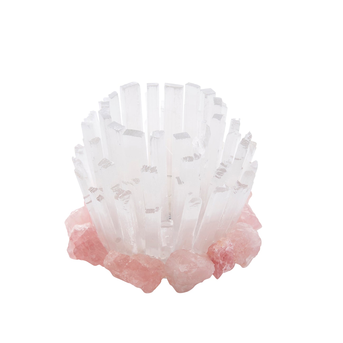 WHITE/PINK SELENITE CANDLE HOLDER