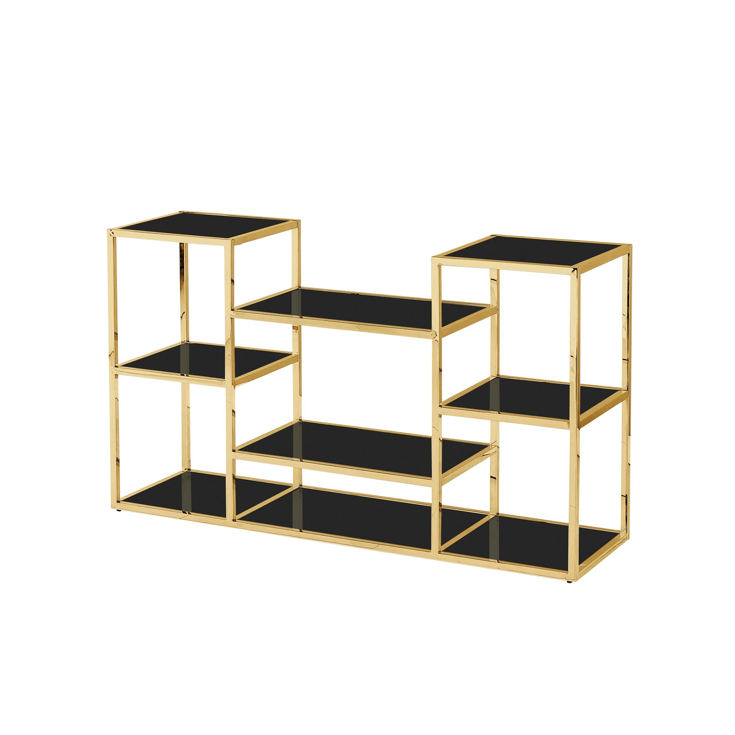 STAINLESS STEEL CONSOLE TABLE,GOLD/BLACK GLASS