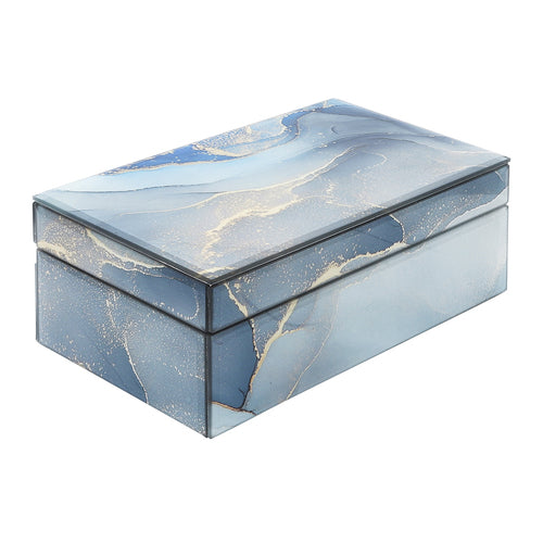 WOOD, 8X5 ABSTRACT BOX, BLUE/GOLD