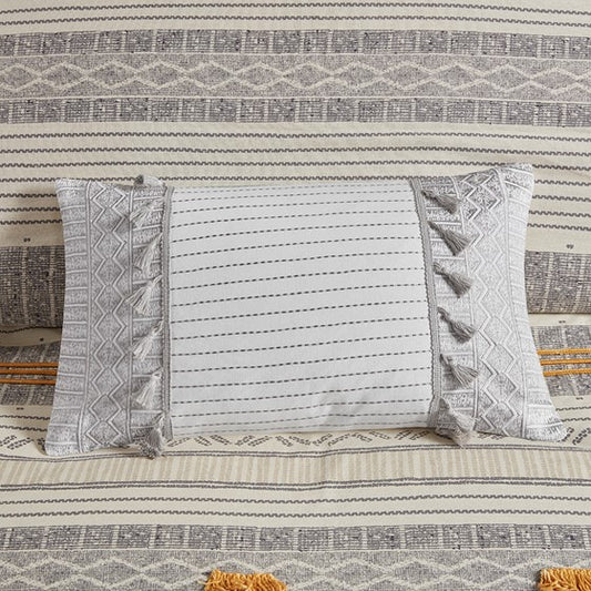 Selma Embroidered Oblong Pillow with Tassels