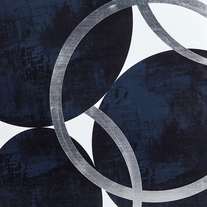 Celestial Orbit Navy Gel Coated and Silver Foil Canvas