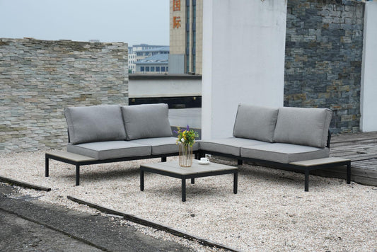 4 Piece Outdoor Sectional Sofa Set with Cushion & Built-in Side Table