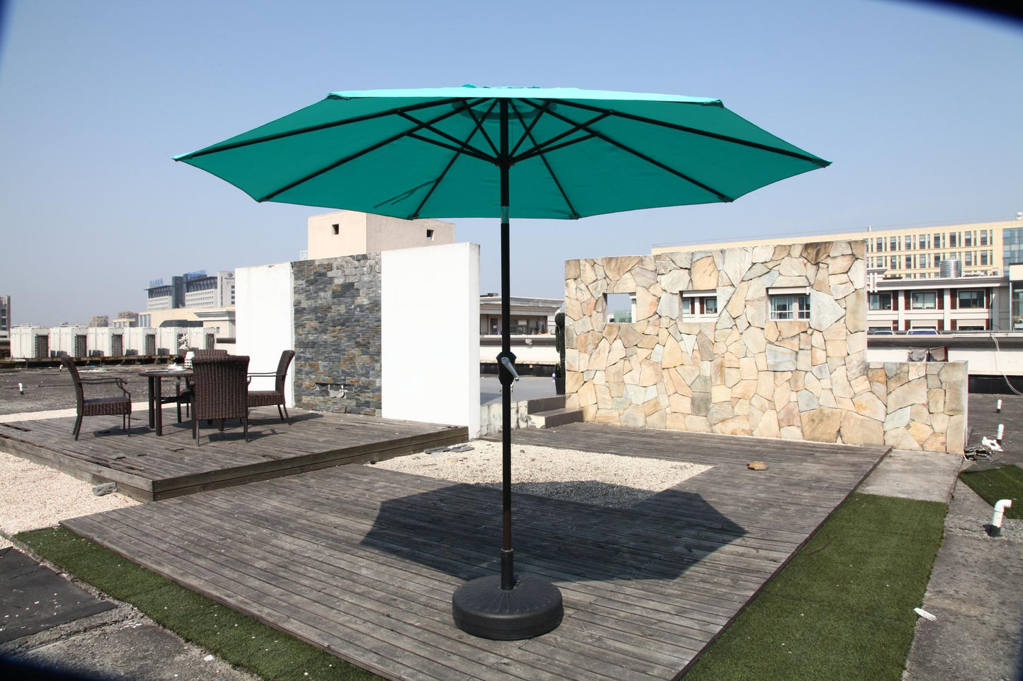 Patio Outdoor Market Umbrella with Aluminum Auto Tilt and Crank Without Base