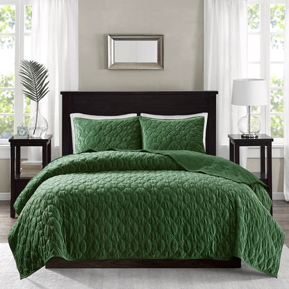 Harper Faux Velvet Reversible 3 Piece Coverlet Set