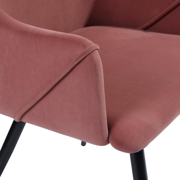 Velvet  Cover Dining Chair with Black Metal Legs