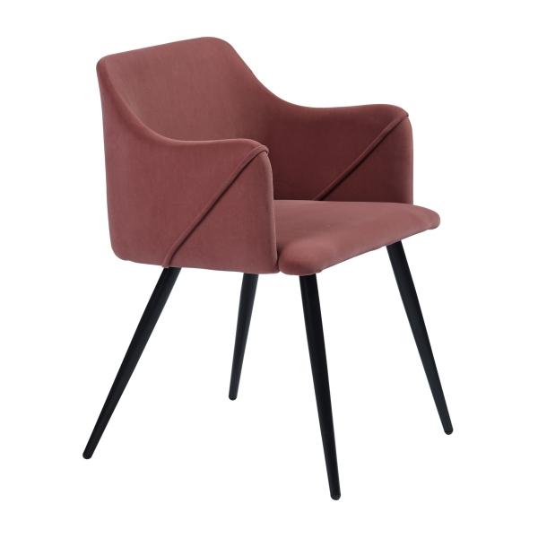 Velvet  Cover Dining Chair with Black Metal Legs