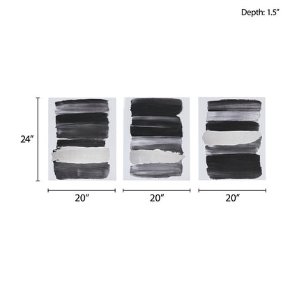 Traveling Road Abstract Printed Canvas with Metallic Foil 3 Piece Set