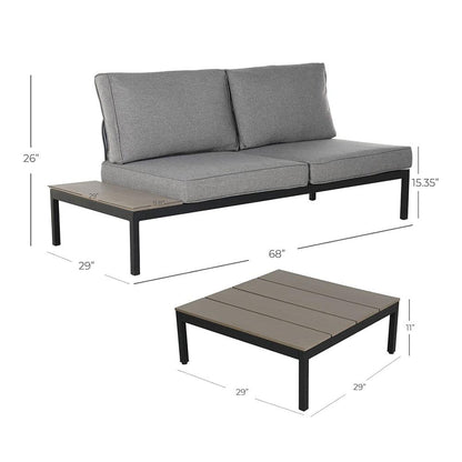 4 Piece Outdoor Sectional Sofa Set with Cushion & Built-in Side Table